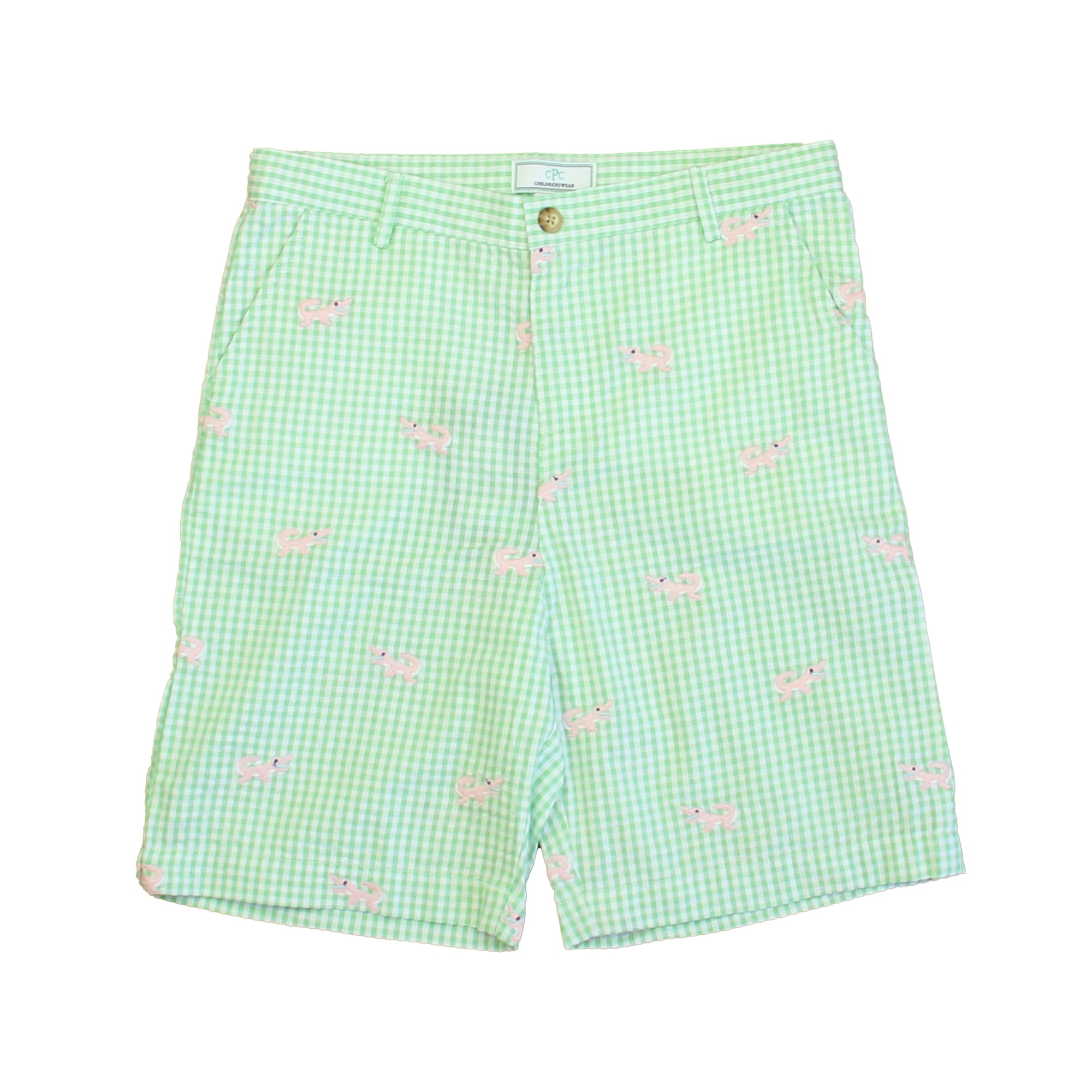 Apple Green Gingham with Alligators / 10 Years