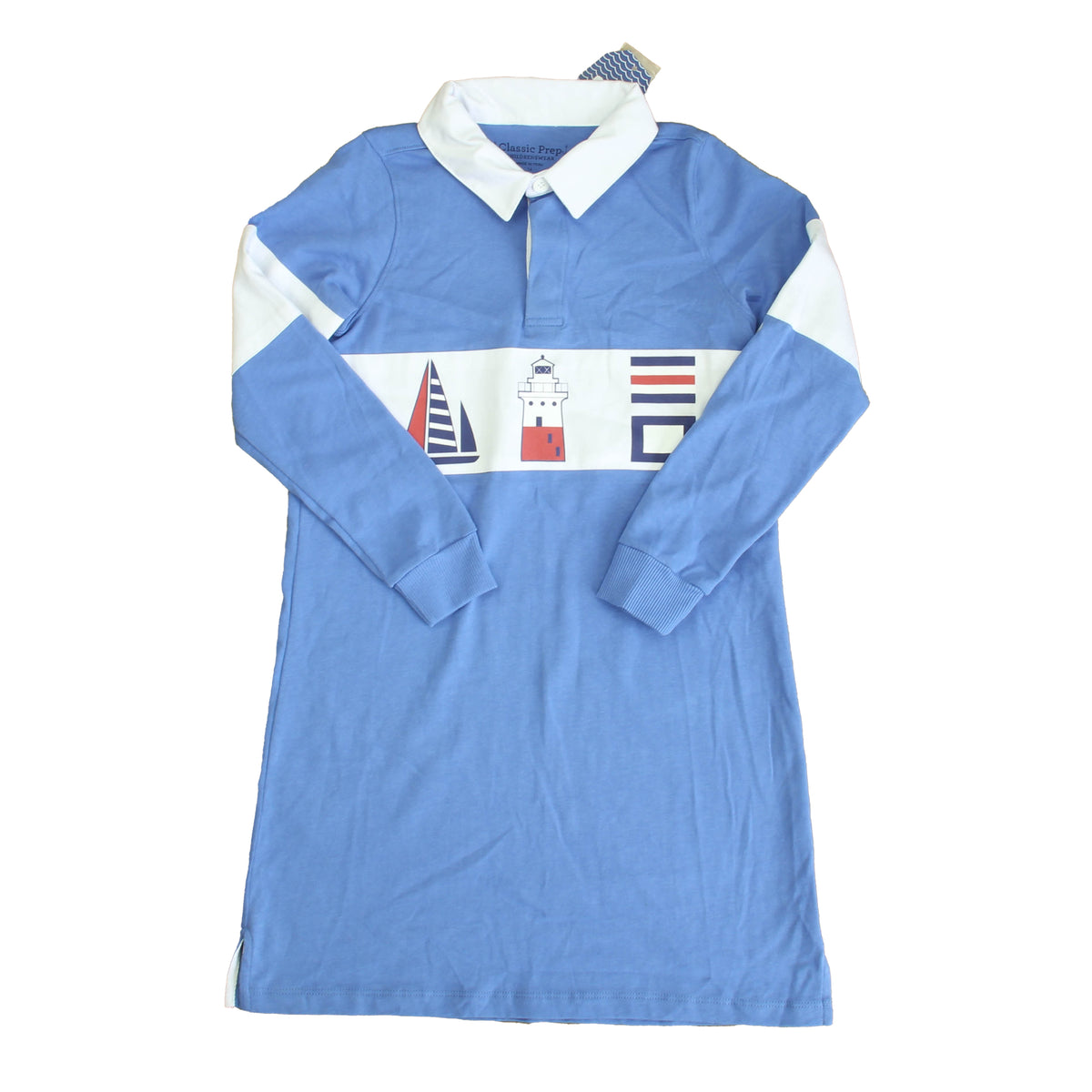 New with Tags: Blue | White | Red Sailboats Dress size: 6-14 Years -- FINAL SALE