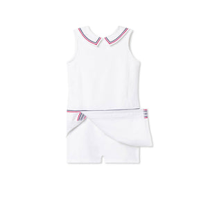 More Image, Classic and Preppy Alice Tennis Performance Americana Romper, Bright White-Dresses, Jumpsuits and Rompers-CPC - Classic Prep Childrenswear