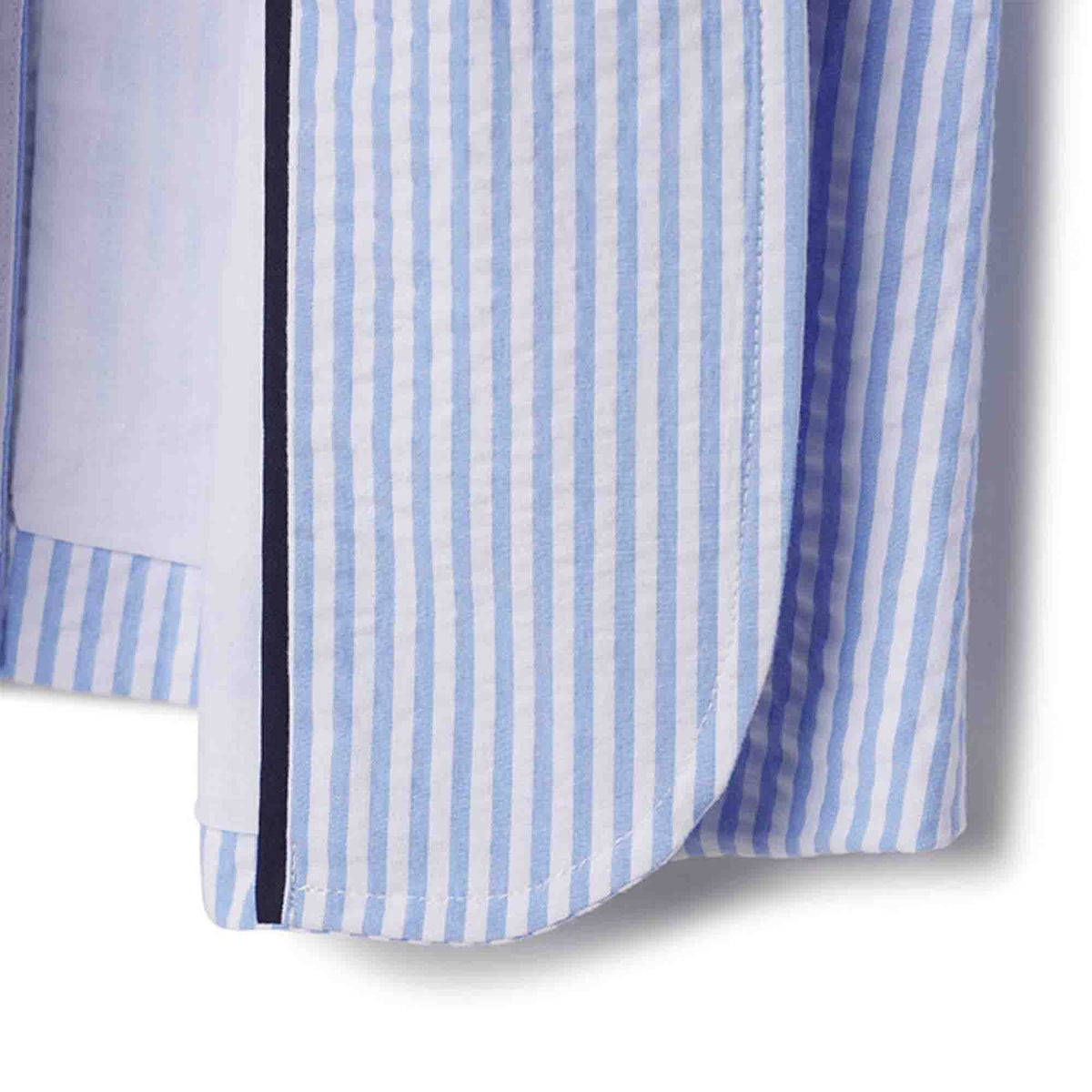 Classic and Preppy Everett Blazer, Vista Blue Seersucker-Outerwear-CPC - Classic Prep Childrenswear