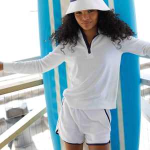 More Image, Classic and Preppy Fiona Knit Short, Bright White Looped Terry-Bottoms-CPC - Classic Prep Childrenswear