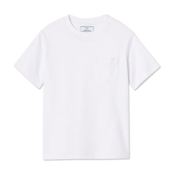 Kellan Short White Bright Solid, Classic Pocket Sleeve Prep T-Shirt 