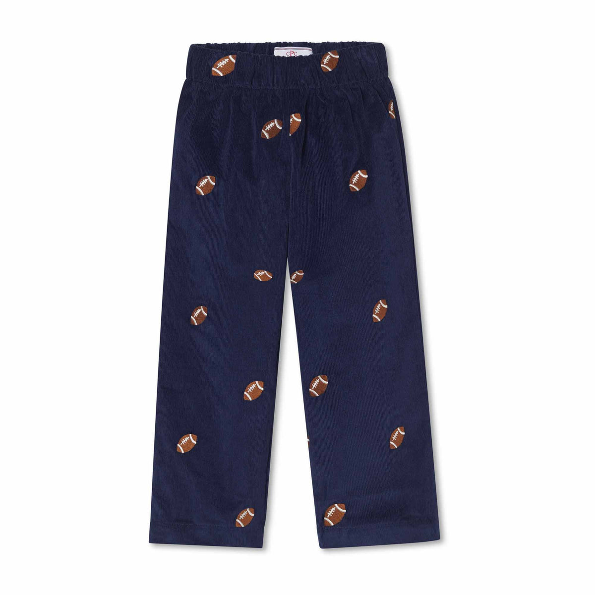 Classic and Preppy Myles Pant, Medieval Blue Cord with Footballs-Bottoms-Medieval Blue W/ Footballs-9-12M-CPC - Classic Prep Childrenswear
