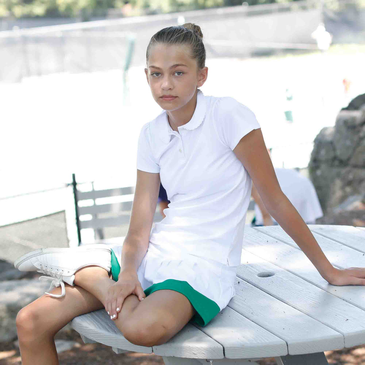 Classic and Preppy Sarah Short Sleeve Polo, Bright White-Shirts and Tops-CPC - Classic Prep Childrenswear