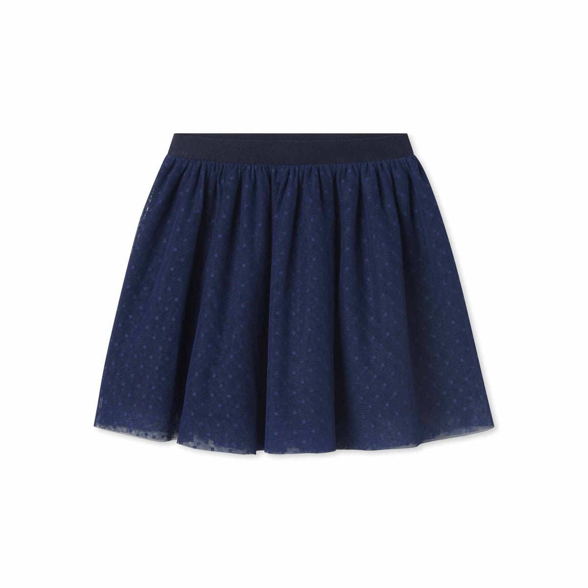 Classic and Preppy Stella Tulle Polka Dot Skirt, Blue Ribbon-Bottoms-CPC - Classic Prep Childrenswear