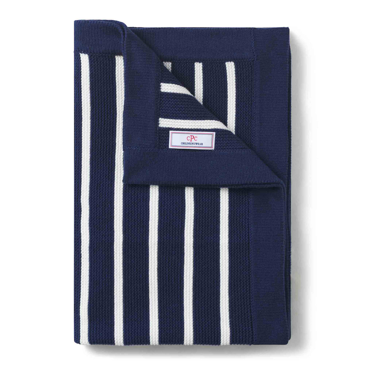 Classic and Preppy Sweater Knit Stroller Blanket, Medieval Blue Marvin Stripe-Accessory-Medieval Blue-One-Size-CPC - Classic Prep Childrenswear