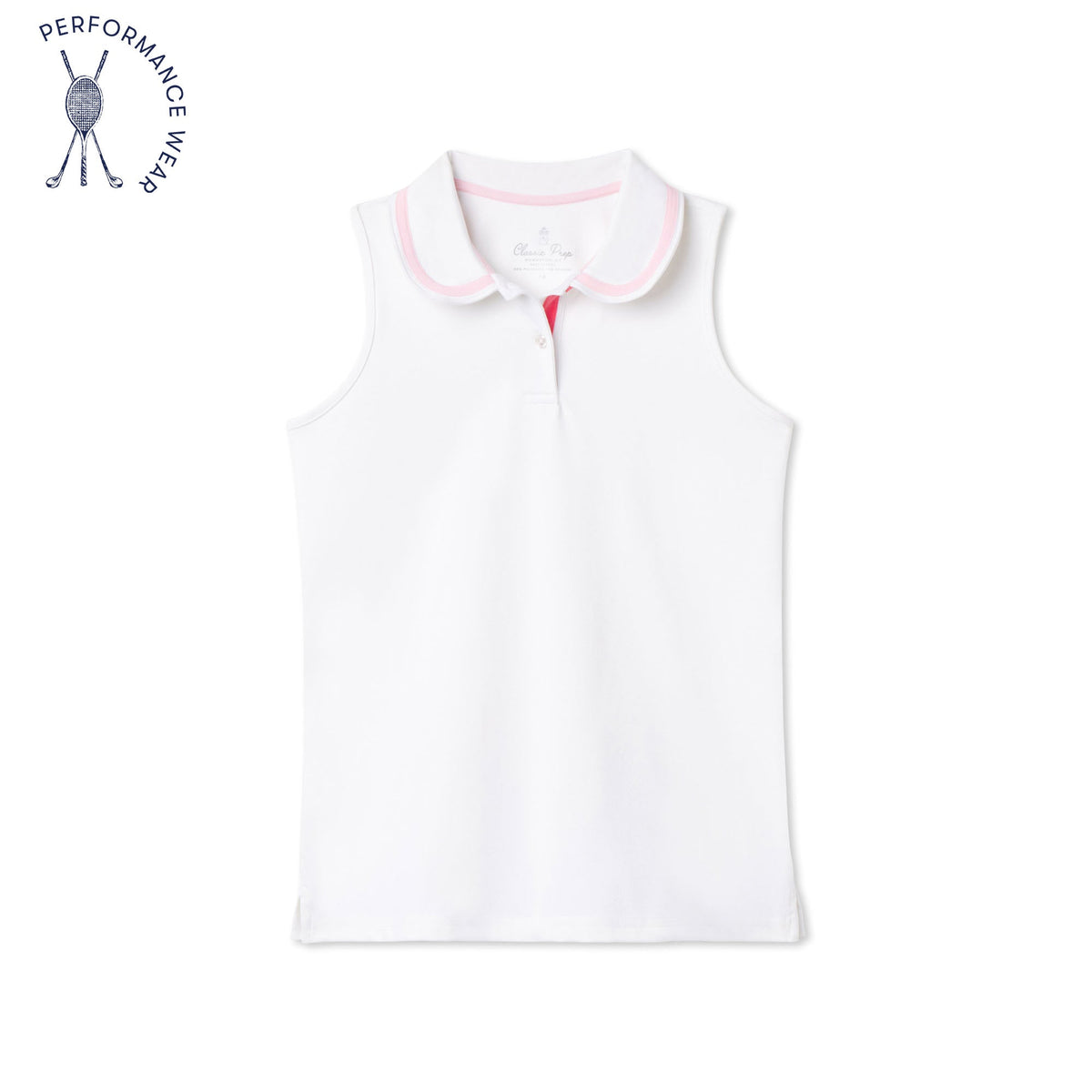 Classic and Preppy Women&#39;s Adair Tennis Performance Sherbet Sleeveless Polo, Bright White-Shirts and Tops-Bright White-Womens XS (0-2)-CPC - Classic Prep Childrenswear