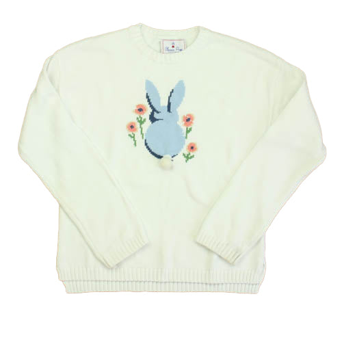Fair Condition: White | Blue Bunny Sweater -- FINAL SALE