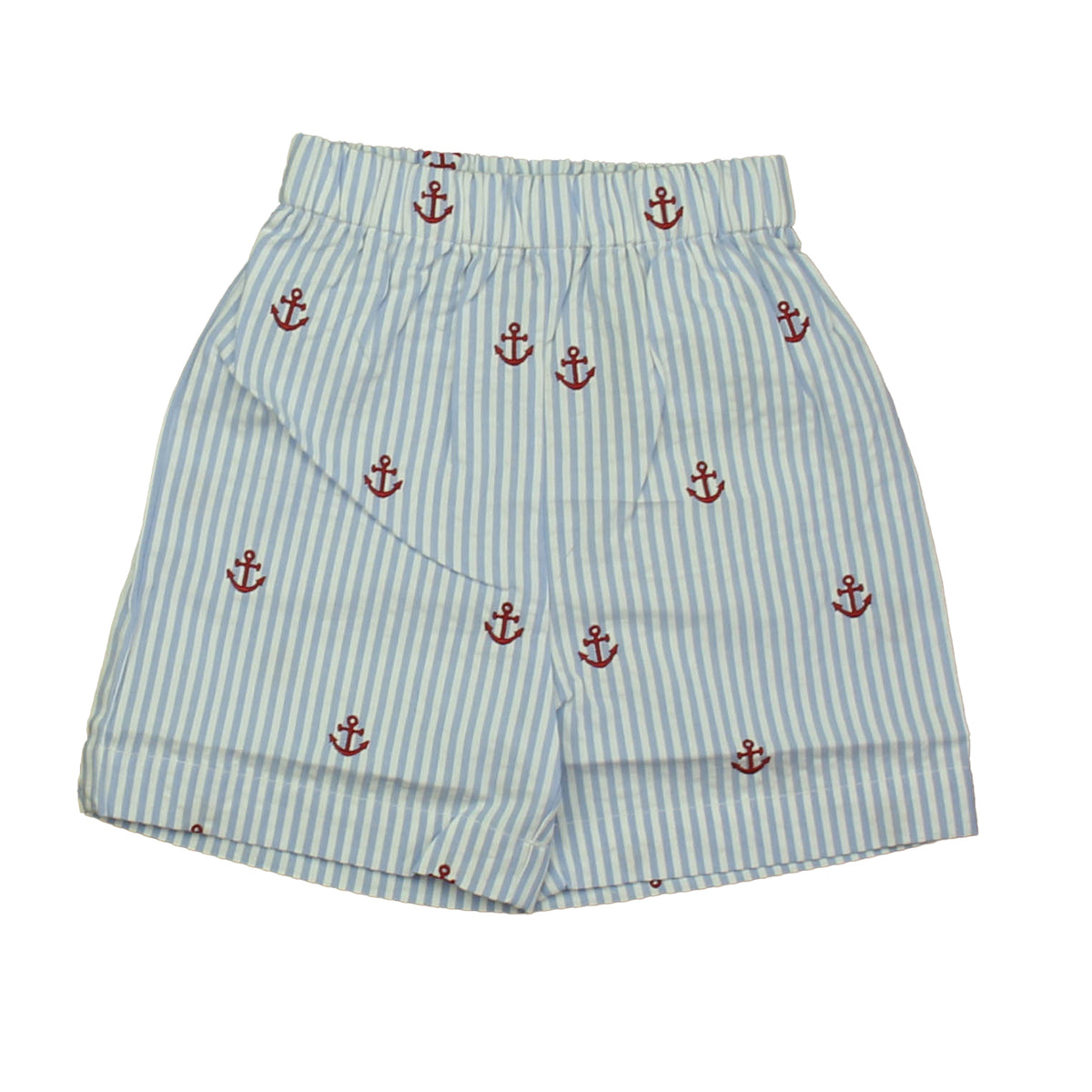New with Tags: Red Anchors on Blue Seersucker Shorts -- FINAL SALE