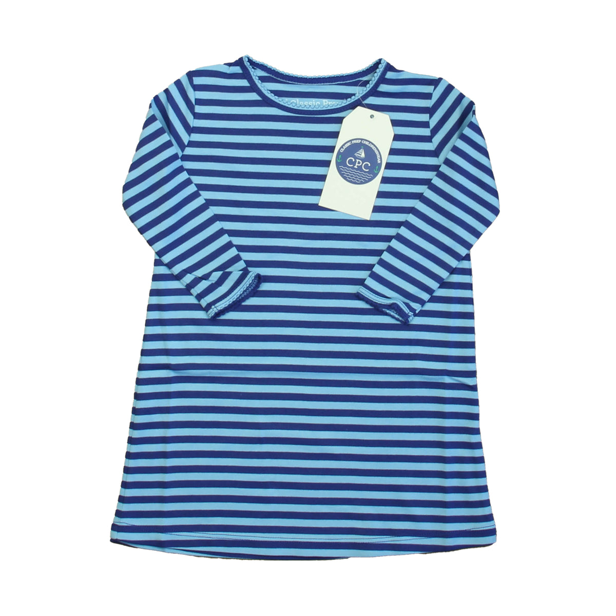 New with Tags: Alaskan Blue Bright Navy Stripe Dress size: 2-5T -- FINAL SALE