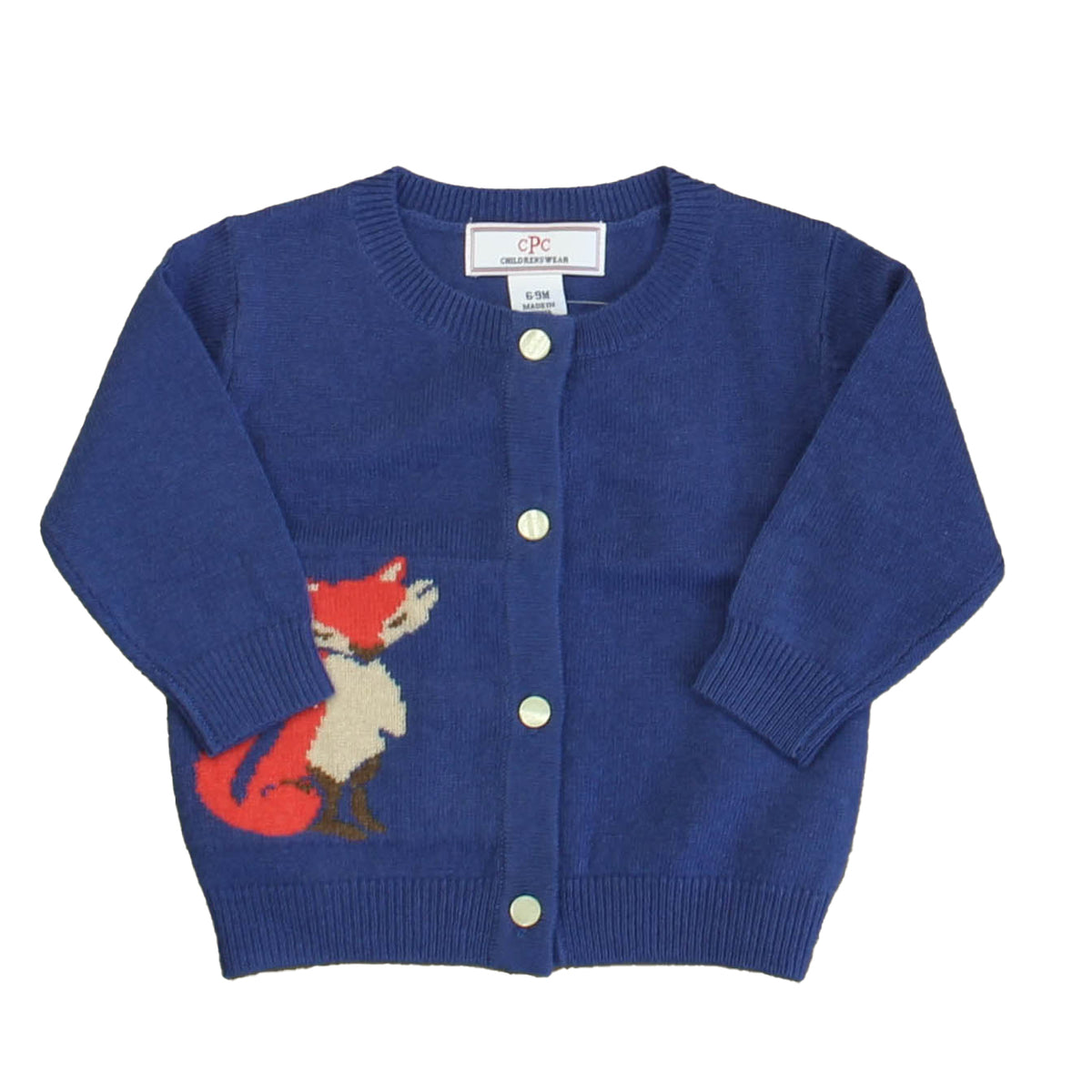 New with Tags: Bright Navy Fox Sweater size: 6-9 Months -- FINAL SALE