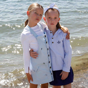 More Image, Classic and Preppy Bennett Pullover, Vista Blue Seersucker-Shirts and Tops-CPC - Classic Prep Childrenswear