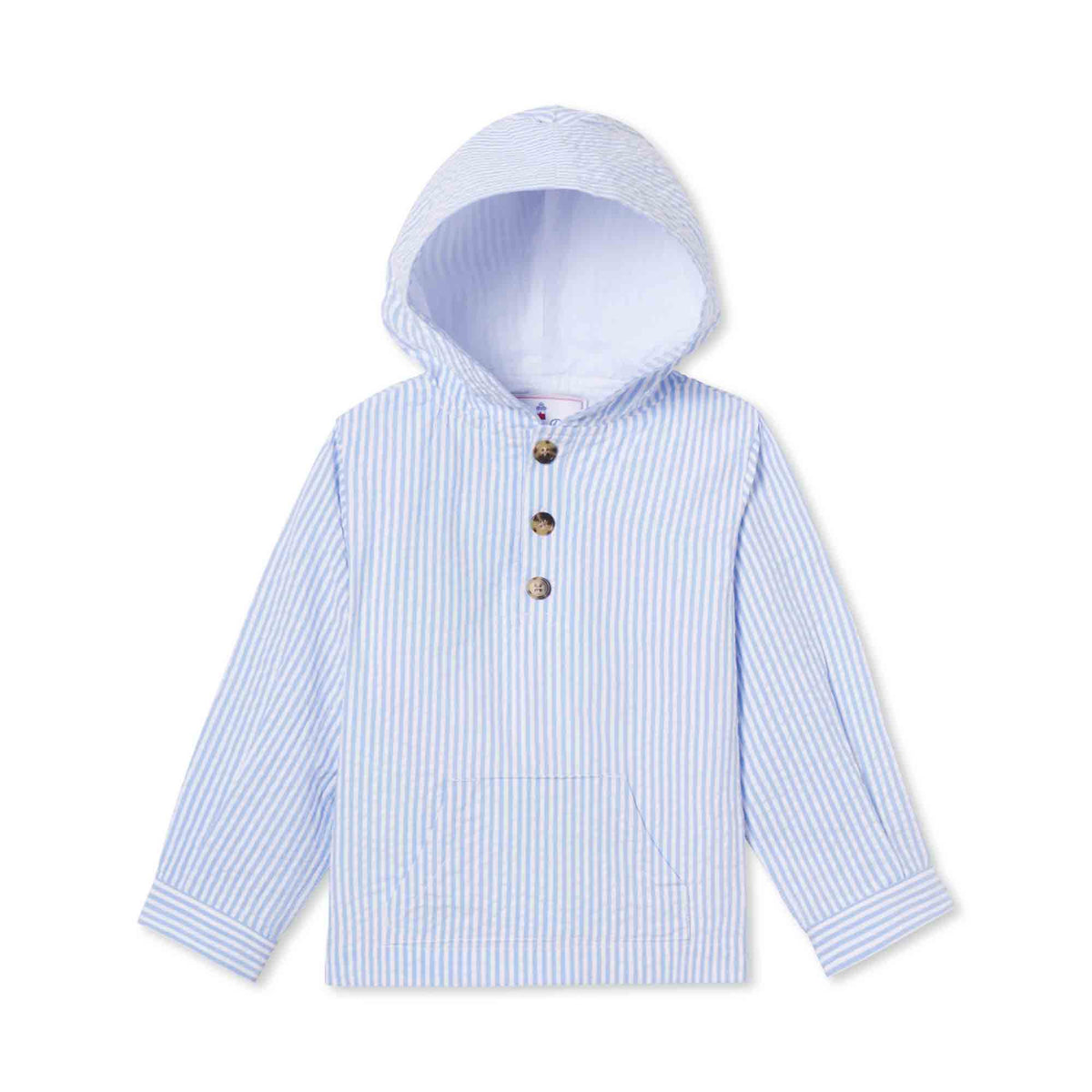 Classic and Preppy Bennett Pullover, Vista Blue Seersucker-Shirts and Tops-Vista Blue Seersucker-XS (2-3T)-CPC - Classic Prep Childrenswear