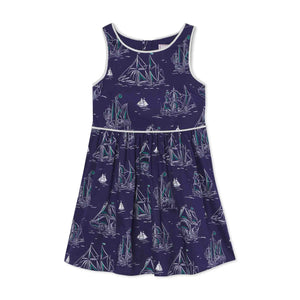 More Image, Classic and Preppy Charlotte Dress, Commodore Print-Dresses, Jumpsuits and Rompers-Commodore Print-5Y-CPC - Classic Prep Childrenswear