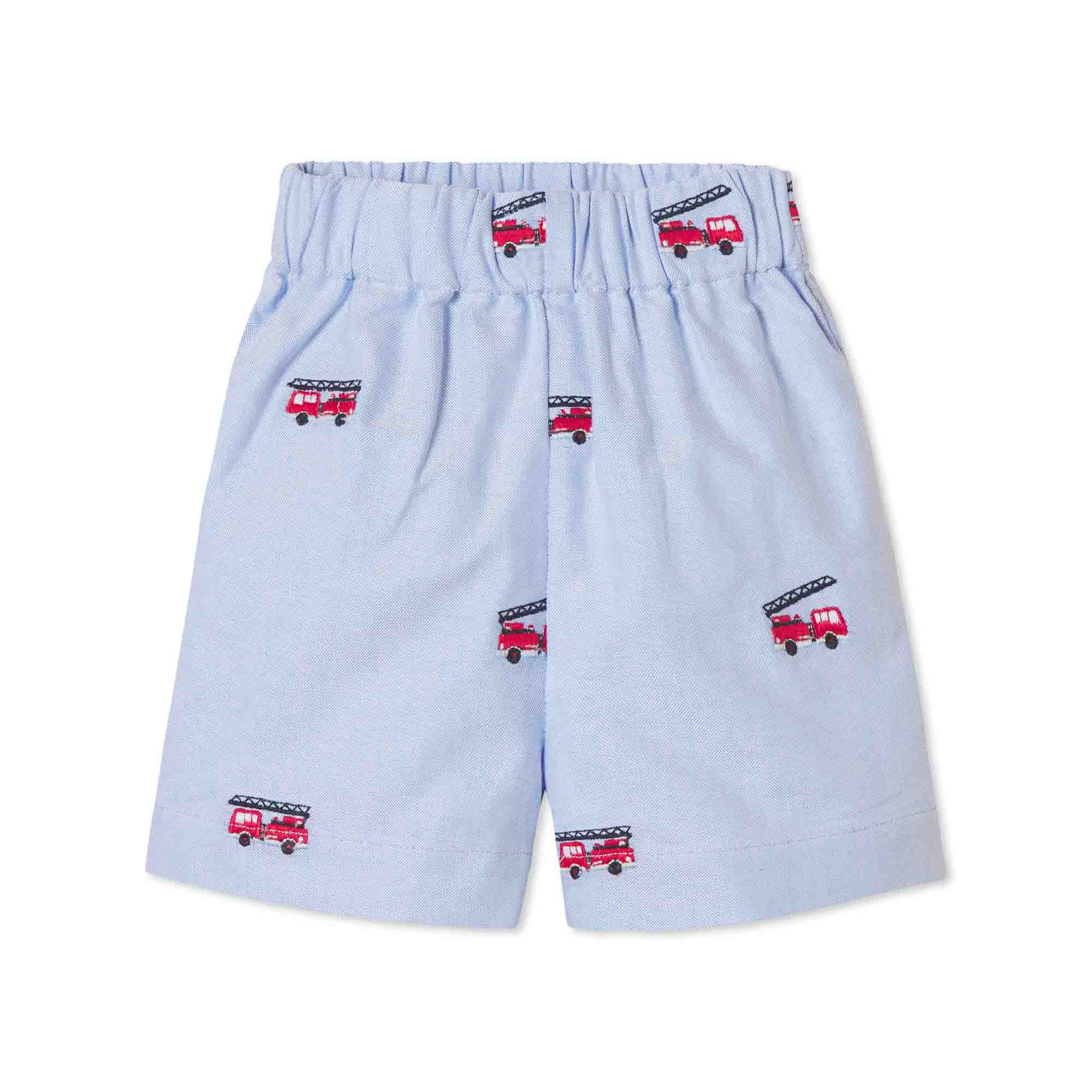 Classic and Preppy Dylan Short, Nantucket Breeze Fire Truck Embroidery-Bottoms-Nantucket Breeze-9-12M-CPC - Classic Prep Childrenswear