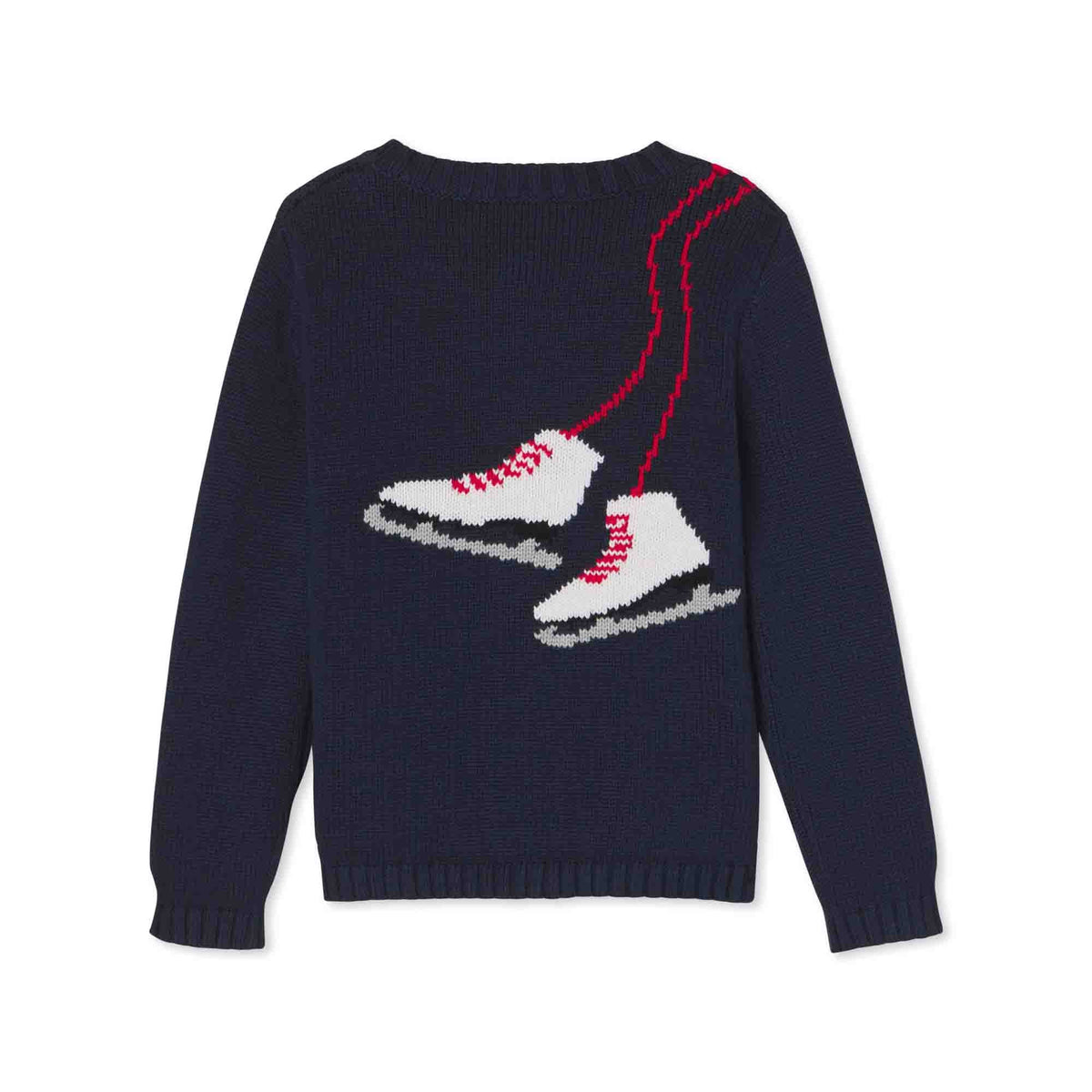 Classic and Preppy Elise Ice Skates Cardigan, Blue Ribbon-Sweaters-CPC - Classic Prep Childrenswear