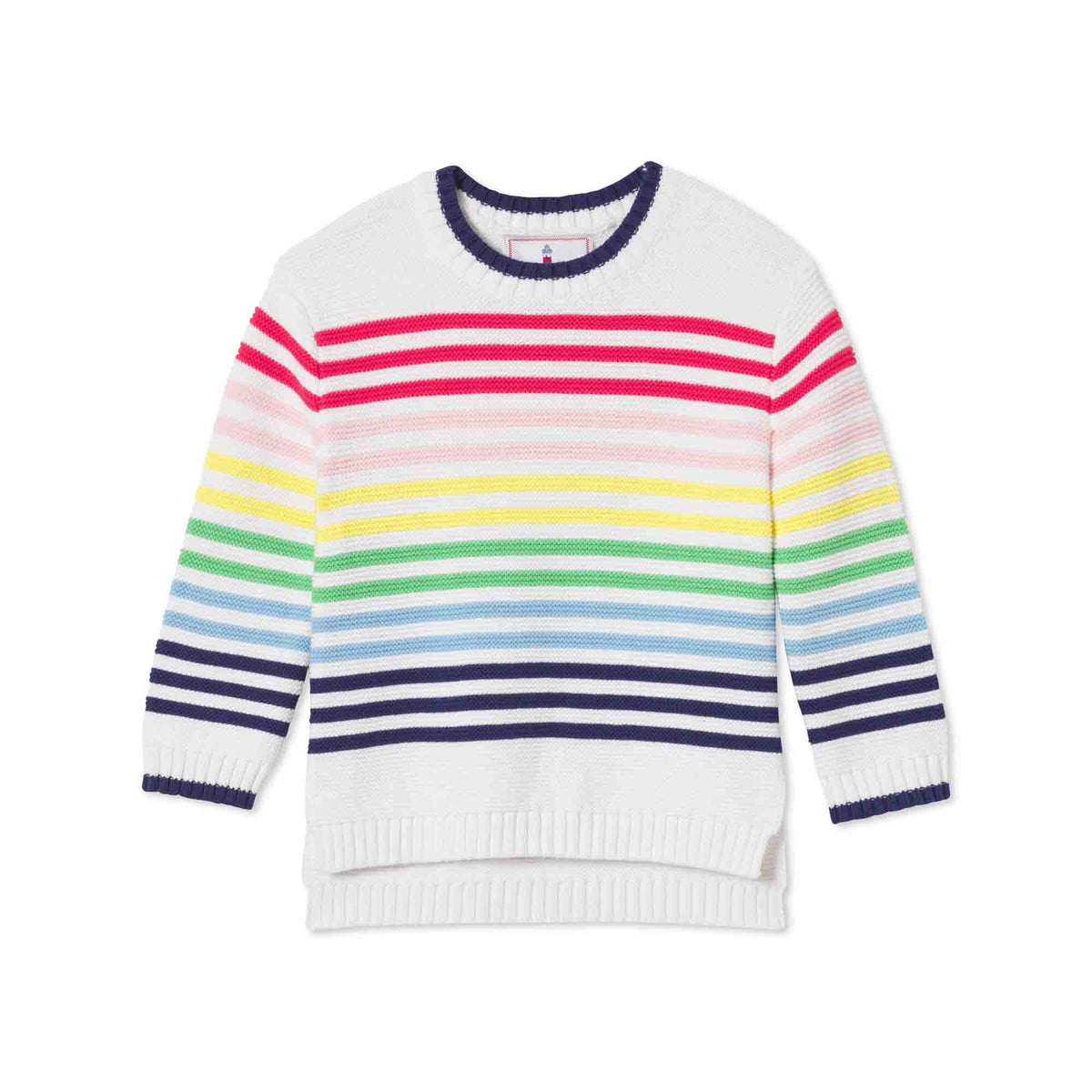 Classic and Preppy Ella Relaxed Rainbow Sweater, Bright White-Sweaters-Bright White-12-18M-CPC - Classic Prep Childrenswear