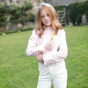 More Image, Classic and Preppy Ginny Ruffle Front Button Down, Driftway Gingham-Shirts and Tops-CPC - Classic Prep Childrenswear
