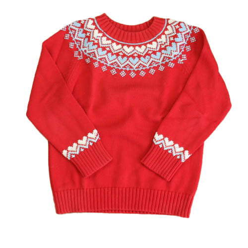 Classic and Preppy Good Condition Fairisle Sweater - FINAL SALE-Sweater-Red | White | Blue Hearts-6 Years-CPC - Classic Prep Childrenswear