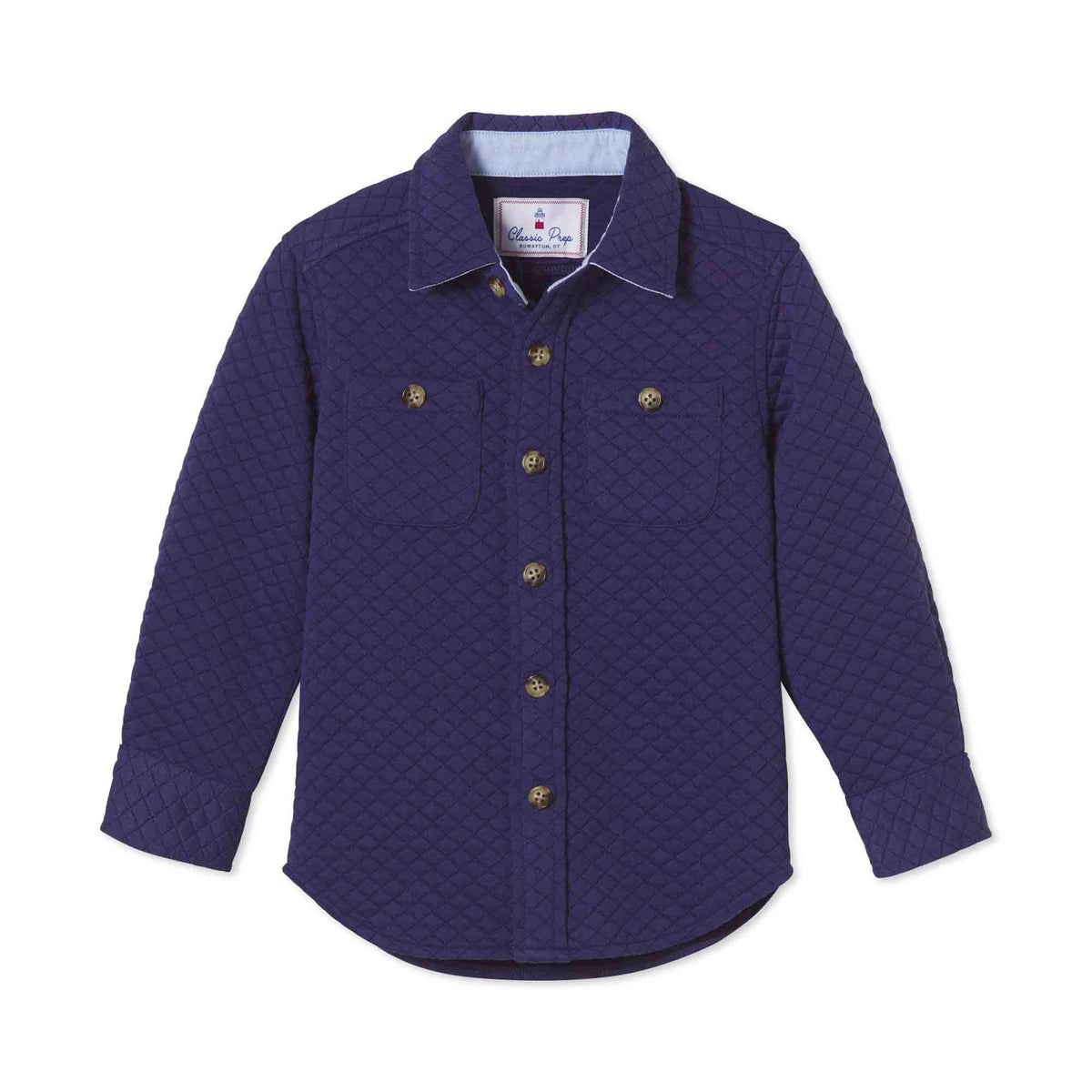 Classic and Preppy Grant Shirt Quilted Jacket, Blue Ribbon-Shirts and Tops-Blue Ribbon-XL (12-14Y)-CPC - Classic Prep Childrenswear