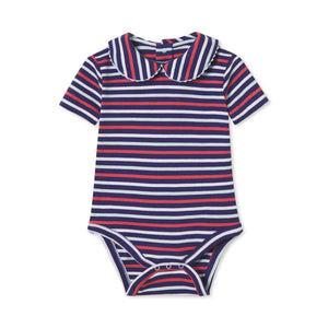 More Image, Classic and Preppy Izzy Short Sleeve Onesie, East Beach Stripe-Baby Rompers-East Beach Stripe-0-3M-CPC - Classic Prep Childrenswear
