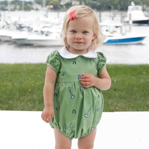 More Image, Classic and Preppy Juniper Bubble, Meadow Green Croquet Embroidery-Baby Rompers-CPC - Classic Prep Childrenswear