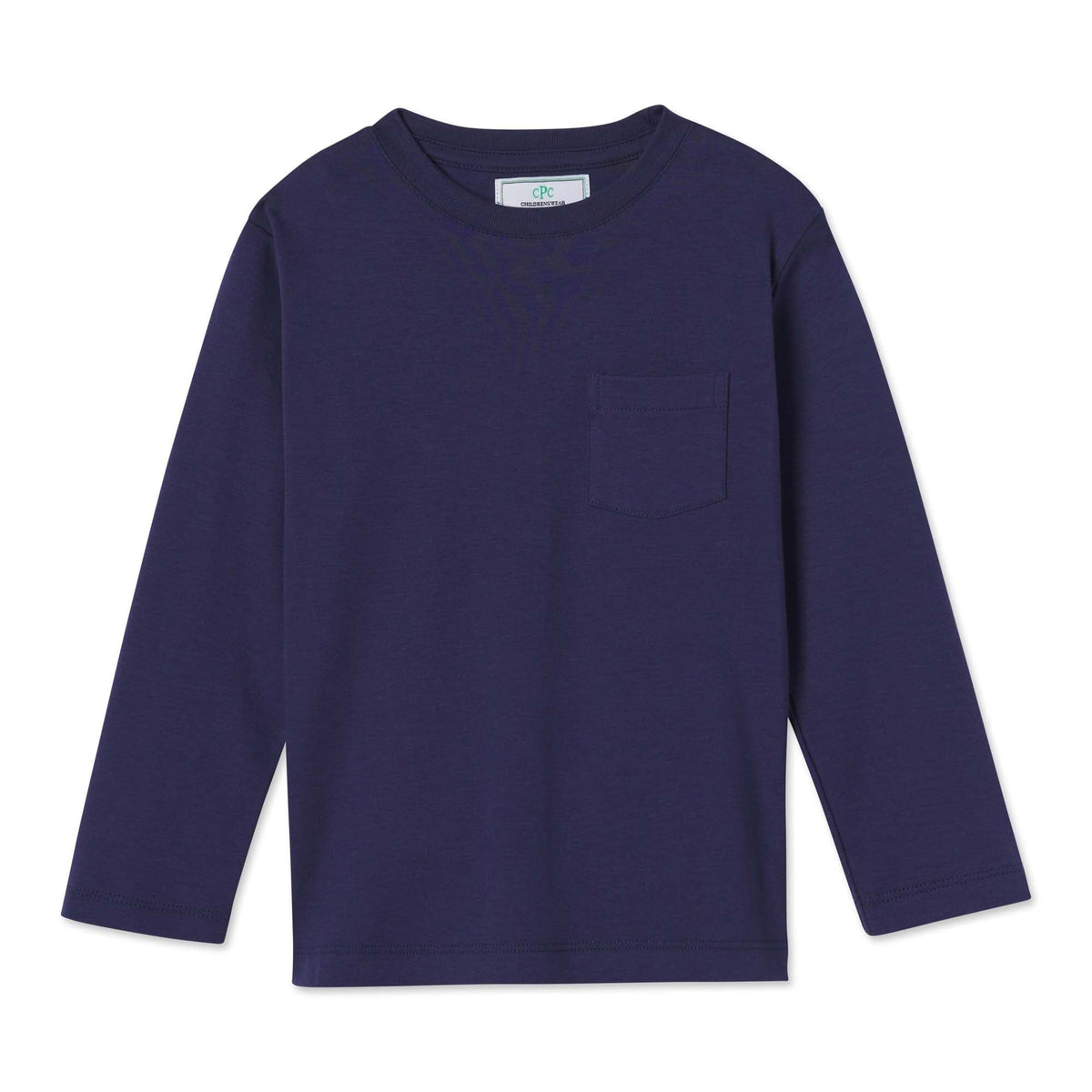 Classic and Preppy Kellan Long Sleeve Pocket Tee, Blue Ribbon-Shirts and Tops-Blue Ribbon-6-9M-CPC - Classic Prep Childrenswear