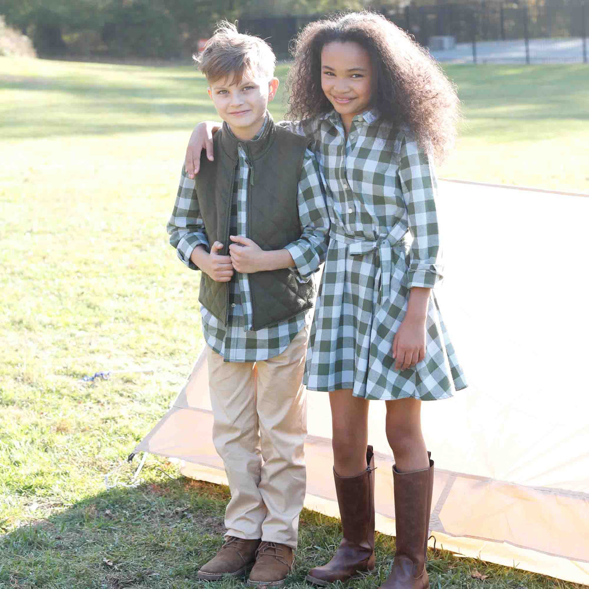 Classic and Preppy Marlowe Shirtdress, Moonrise Gingham Flannel-Dresses, Jumpsuits and Rompers-CPC - Classic Prep Childrenswear