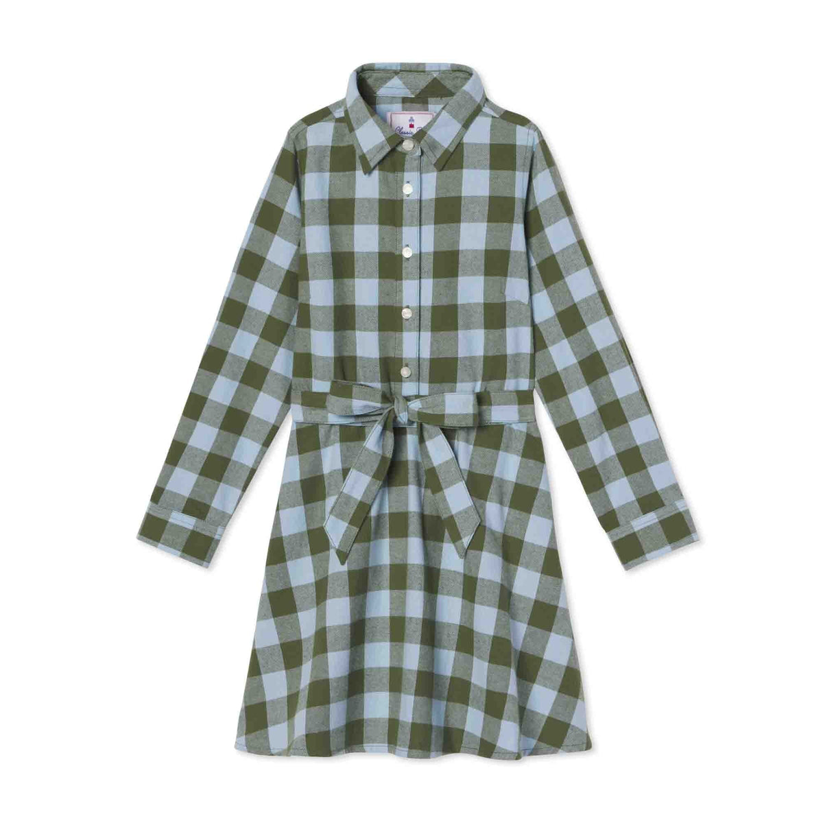 Classic and Preppy Marlowe Shirtdress, Moonrise Gingham Flannel-Dresses, Jumpsuits and Rompers-Moonrise Gingham-5Y-CPC - Classic Prep Childrenswear