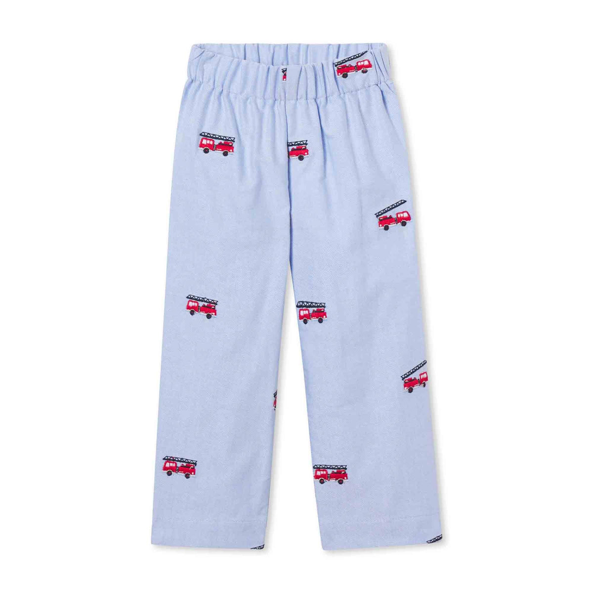 Classic and Preppy Myles Slim Pant, Nantucket Breeze Fire Truck Embroidery-Bottoms-Nantucket Breeze-12-18M-CPC - Classic Prep Childrenswear