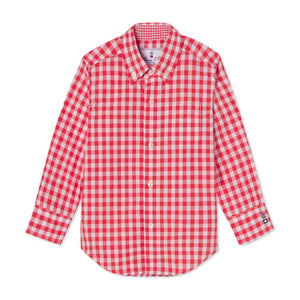 More Image, Classic and Preppy Owen Buttondown Festival Gingham Poplin, Spicy Orange-Shirts and Tops-Spicy Orange-2T-CPC - Classic Prep Childrenswear