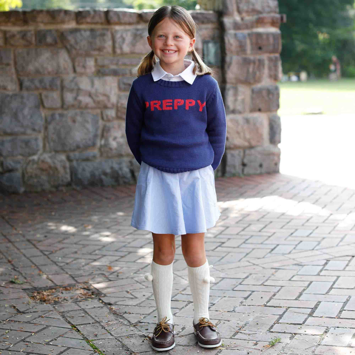 Classic and Preppy Sabrina Skirt, Nantucket Breeze Oxford-Bottoms-CPC - Classic Prep Childrenswear