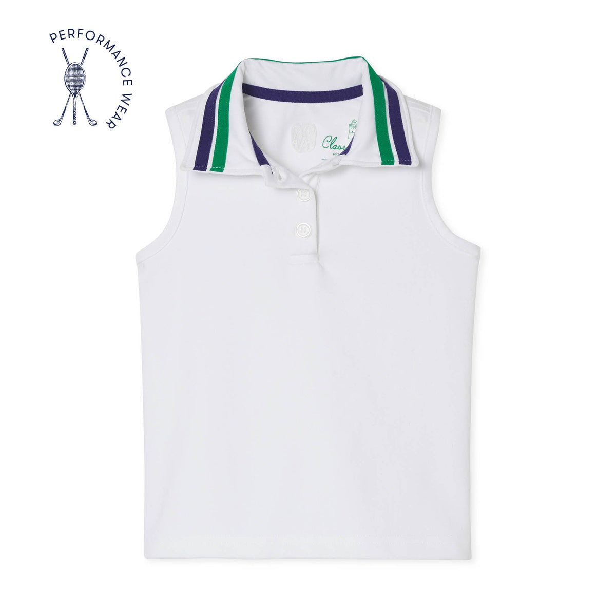 Classic and Preppy Updated Terra Tennis Performance Sleeveless Polo, Bright White-Shirts and Tops-Bright White-2T-CPC - Classic Prep Childrenswear