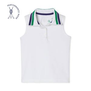 More Image, Classic and Preppy Updated Terra Tennis Performance Sleeveless Polo, Bright White-Shirts and Tops-Bright White-2T-CPC - Classic Prep Childrenswear