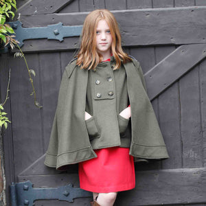More Image, Classic and Preppy Victoria Cape Solid, Rifle Green-Outerwear-CPC - Classic Prep Childrenswear