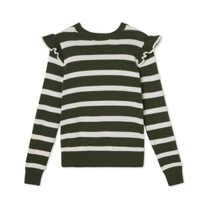 More Image, Classic and Preppy Women's Caroline Sweater Anderson Stripe, Rifle Green-Sweaters-Rifle Green-Womens XS (0-2)-CPC - Classic Prep Childrenswear