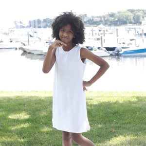 More Image, Classic and Preppy Zoe Dress, Bright White Pique-Dresses, Jumpsuits and Rompers-CPC - Classic Prep Childrenswear