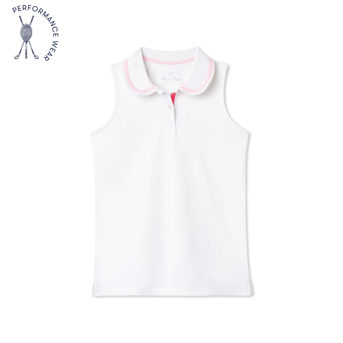 Classic and Preppy Adair Tennis Performance Sherbet Sleeveless Polo, Bright White-Shirts and Tops-Bright White-2T-CPC - Classic Prep Childrenswear