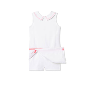 More Image, Classic and Preppy Alice Tennis Performance Sherbet Romper, Bright White-Dresses, Jumpsuits and Rompers-CPC - Classic Prep Childrenswear