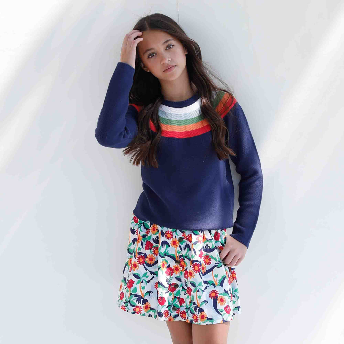 Classic and Preppy Audrey Scallop Skirt, Olina Print-Bottoms-CPC - Classic Prep Childrenswear