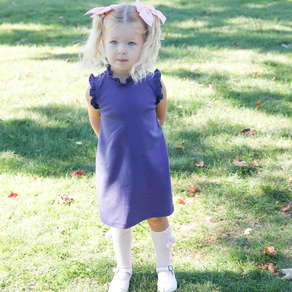 Classic and Preppy Bailey Knit Dress, Blue Ribbon-Dresses, Jumpsuits and Rompers-CPC - Classic Prep Childrenswear