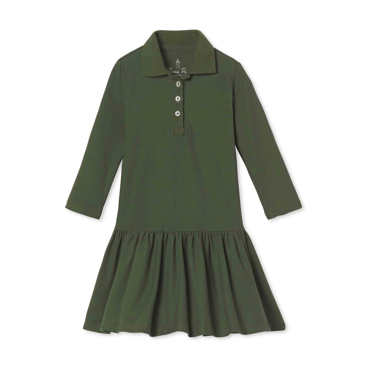 Classic and Preppy Bryce Polo Dress Pique, Rifle Green-Dresses, Jumpsuits and Rompers-Rifle Green-2T-CPC - Classic Prep Childrenswear