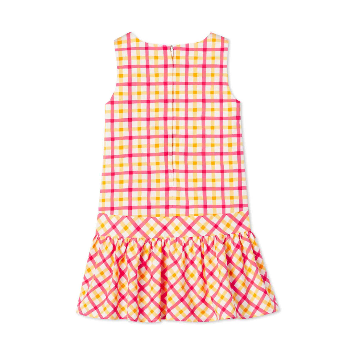 Classic and Preppy Cameron Drop Waist Dress, Aloha Watercolor Gingham-Dresses, Jumpsuits and Rompers-CPC - Classic Prep Childrenswear