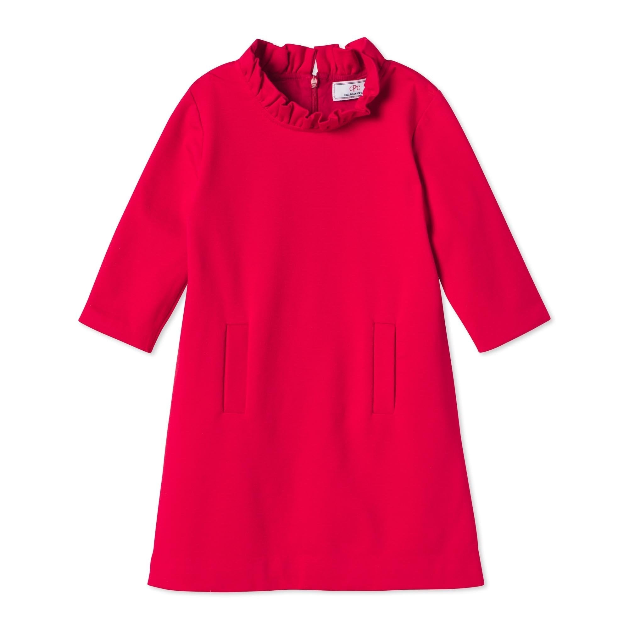 Classic and Preppy Claudia Dress, Ponte Lipstick Red-Dresses, Jumpsuits and Rompers-Lipstick Red-5Y-CPC - Classic Prep Childrenswear