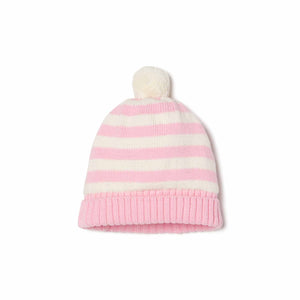 More Image, Classic and Preppy Cole Winter Hat and Mitten Stripe Set, Lilly's Pink-Accessory-CPC - Classic Prep Childrenswear