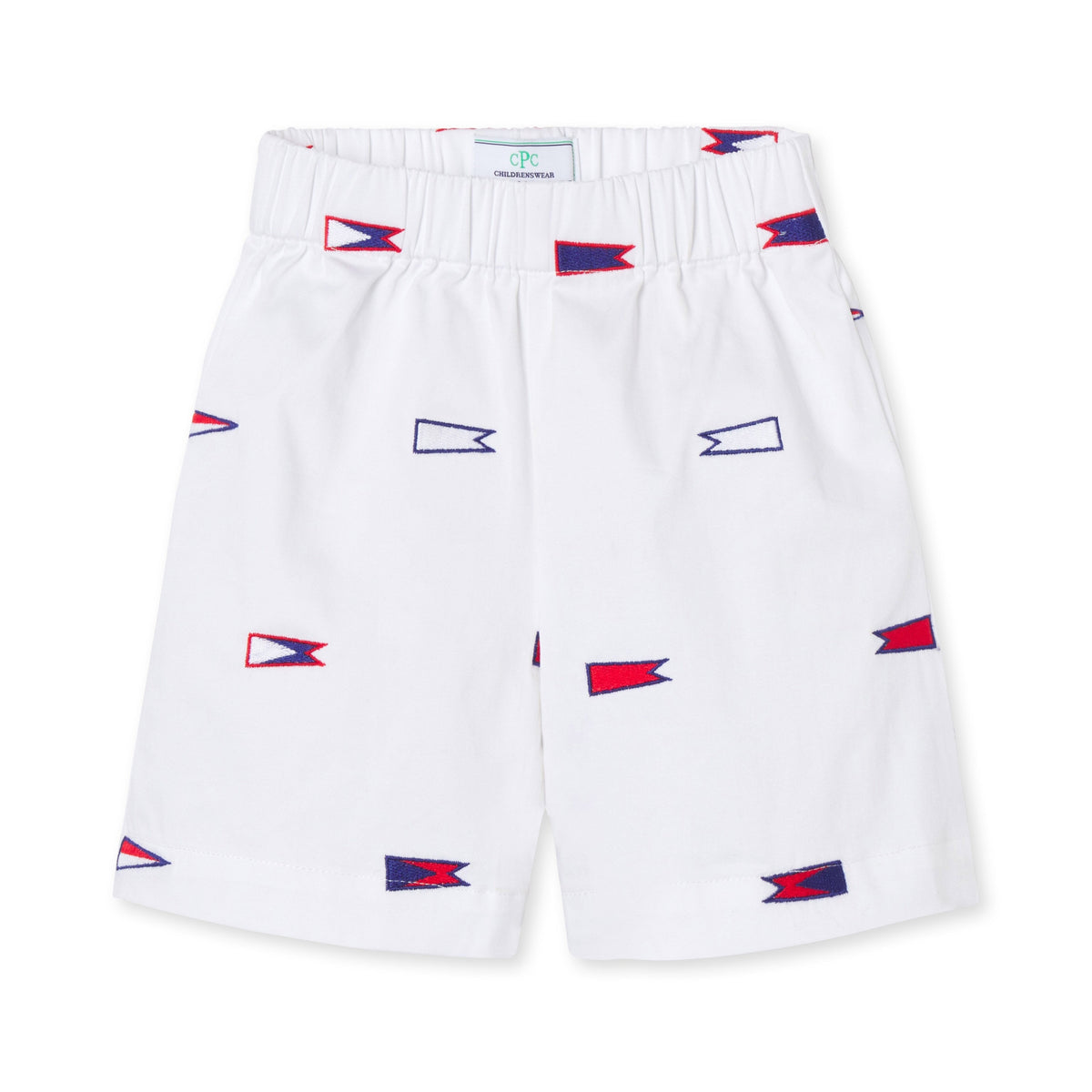 Classic and Preppy Dylan Short, Embroidered Burgee-Bottoms-Bright White With Burgees-9-12M-CPC - Classic Prep Childrenswear