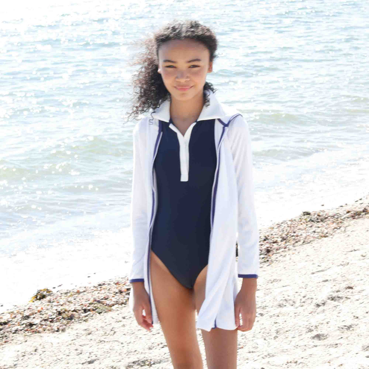 Classic and Preppy Ellie Coverup, Bright White Looped Terry-Beach and Swim-CPC - Classic Prep Childrenswear