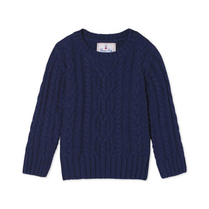 More Image, Classic and Preppy Fishers Cable Knit Sweater, Blue Ribbon-Sweaters-Blue Ribbon-2T-CPC - Classic Prep Childrenswear