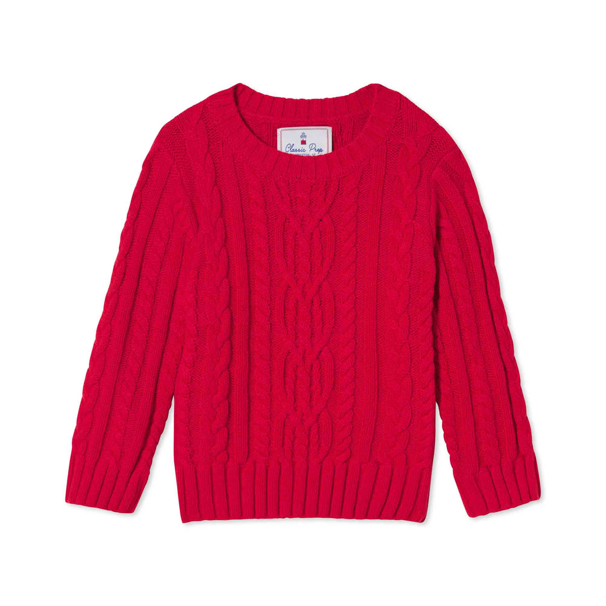 Classic and Preppy Fishers Cable Knit Sweater, Crimson-Sweaters-Crimson-2T-CPC - Classic Prep Childrenswear