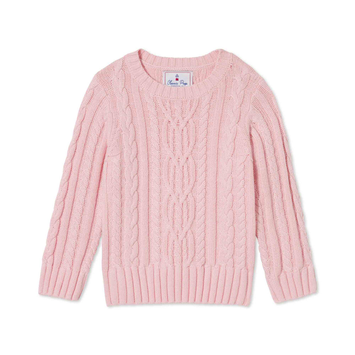 Classic and Preppy Fishers Cable Knit Sweater, Lilly&#39;s Pink-Sweaters-Lilly&#39;s Pink-2T-CPC - Classic Prep Childrenswear